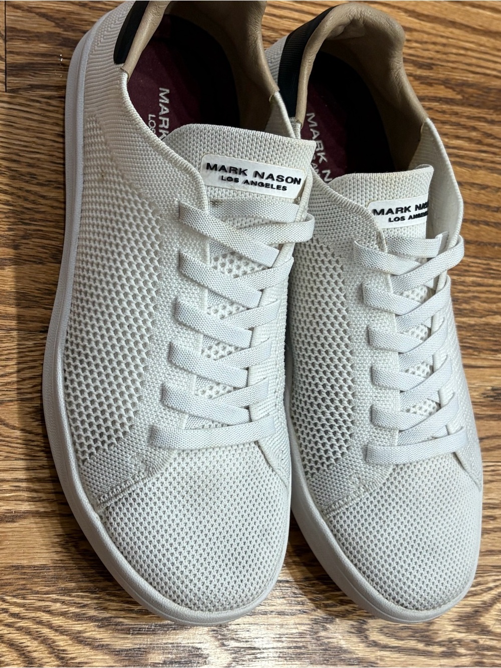 Mark Nason Men's Light Gray Knit Slip-On Sneakers